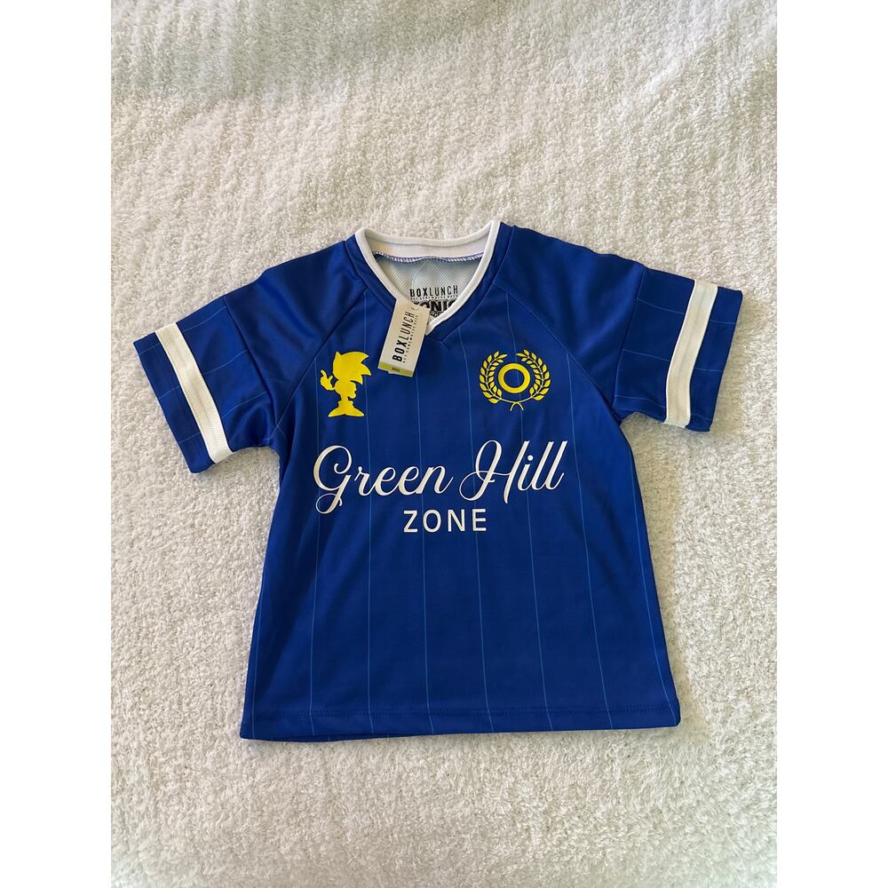 BoxLunch Sonic the Hedgehog Green Hill Zone Jersey Tee Toddler 3T Blue Soccer‎